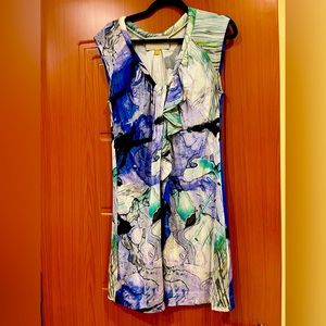 LEIFSDOTTIR Summer sleeveless dress blue and white viscose. Size M medium